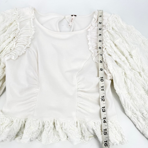 Free People White Olivia Contrast Stitch Knit Top XS‎ - Picture 9 of 9